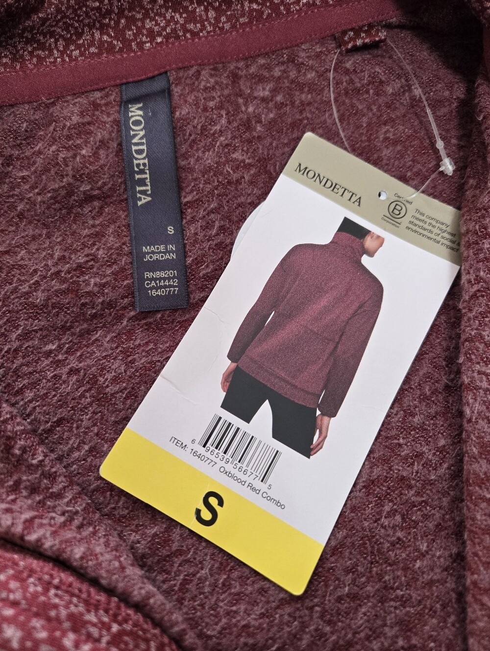 Mondetta Women’s Quarter Zip Pullover Top Small Fleece Burgundy Activewear NWT - Picture 2 of 11